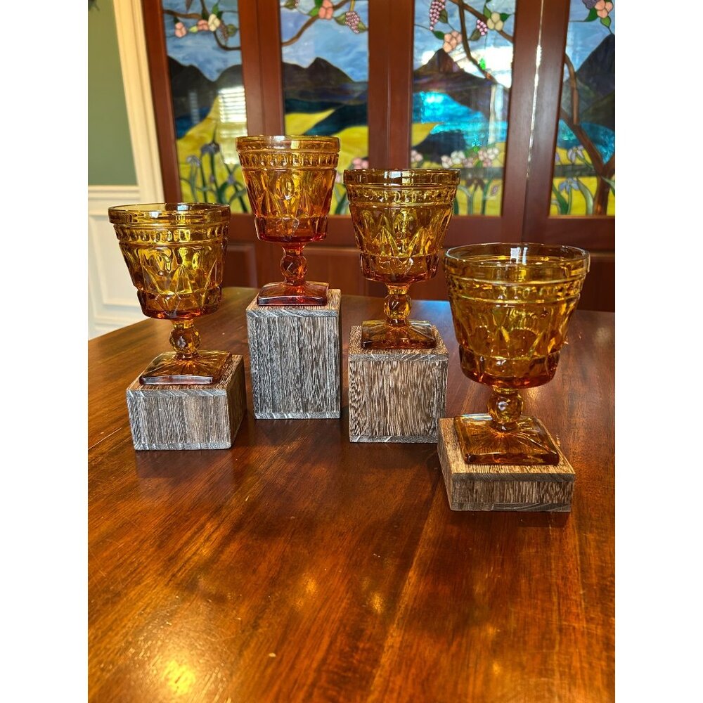 Brown Vintage Colony Park Lane Stemmed Wine Goblets.
